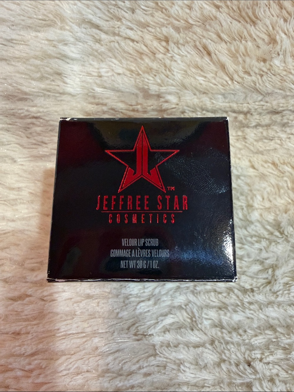 Jeffree Star Velour Lip Scrub — Black Box with Red Logo
